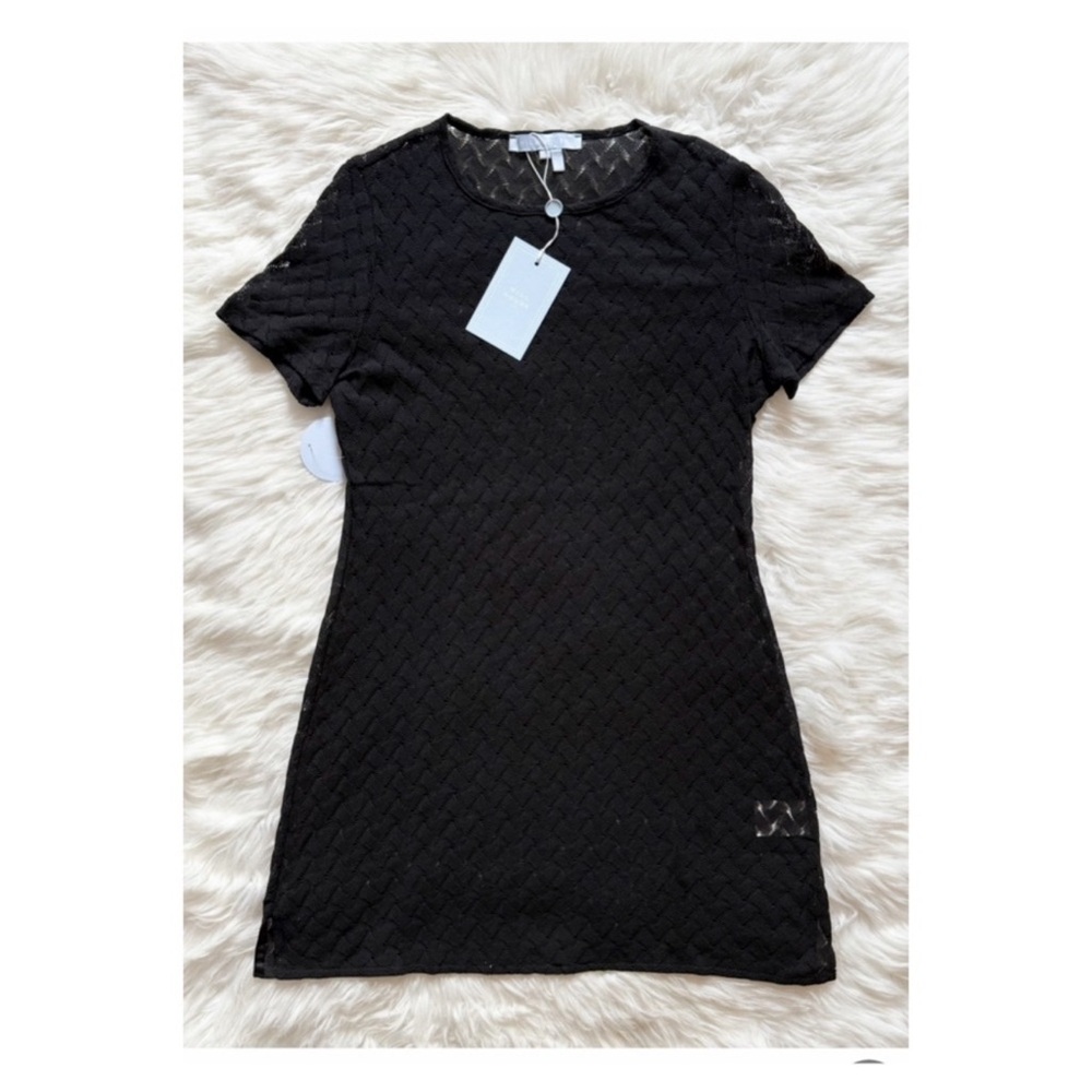 New! Hill House The Palma Raschel Knit Crochet Mini Dress Coverup in Black - Picture 3 of 7